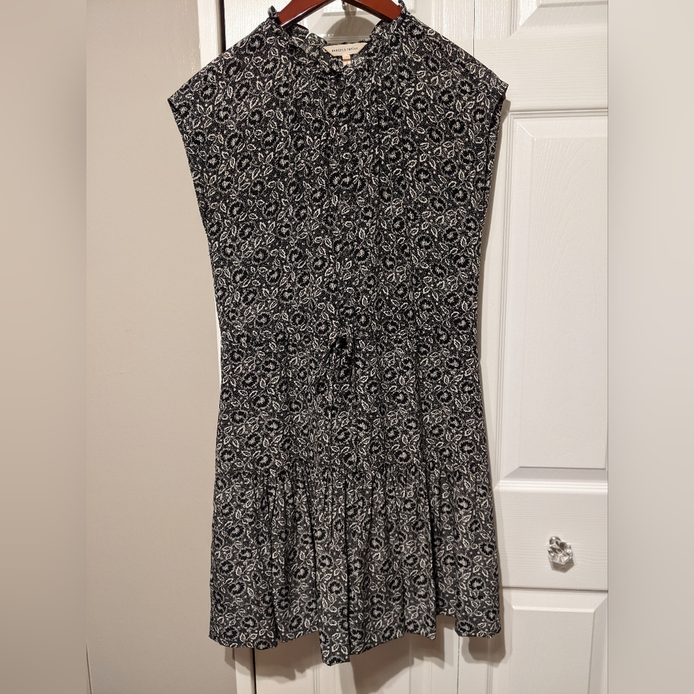 Rebecca Taylor floral cap sleeve drawstring waist mini dress